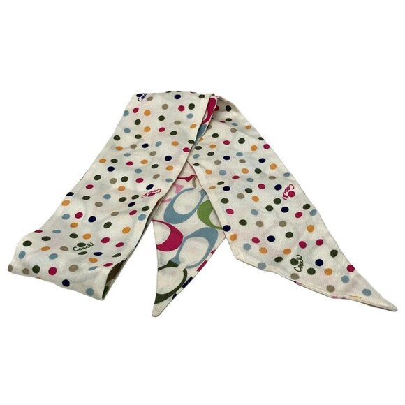 Auth COACH - Cream Blue Multi Scarf - Picture 1 of 5